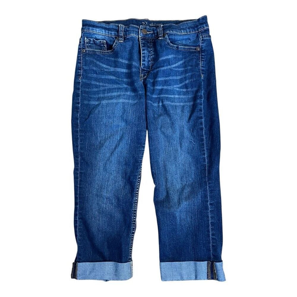 NY&C Women's Size 10 High Waisted Cropped Skinny Jeans Button Fly Blue